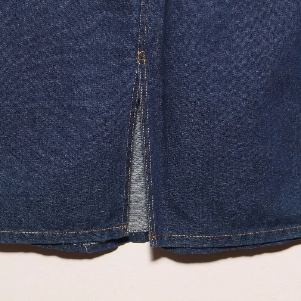 Vintage New Tres Jolie Denim Skirt Size 9/10 Cotton Front slit